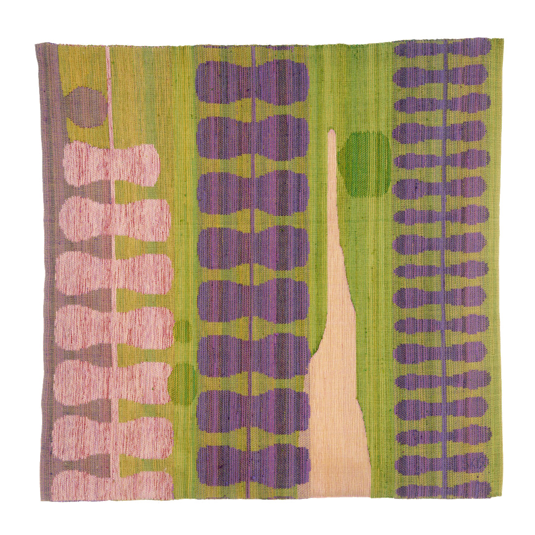 The picture shows a textile artwork, the subject of which is the colors and atmosphere of a summer meadow.