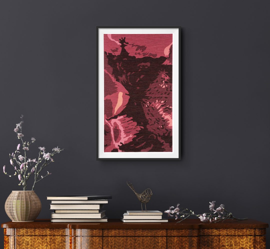 The picture shows a framed fine art giclee print from the artwork Käsittäjä 1 hung on the wall.